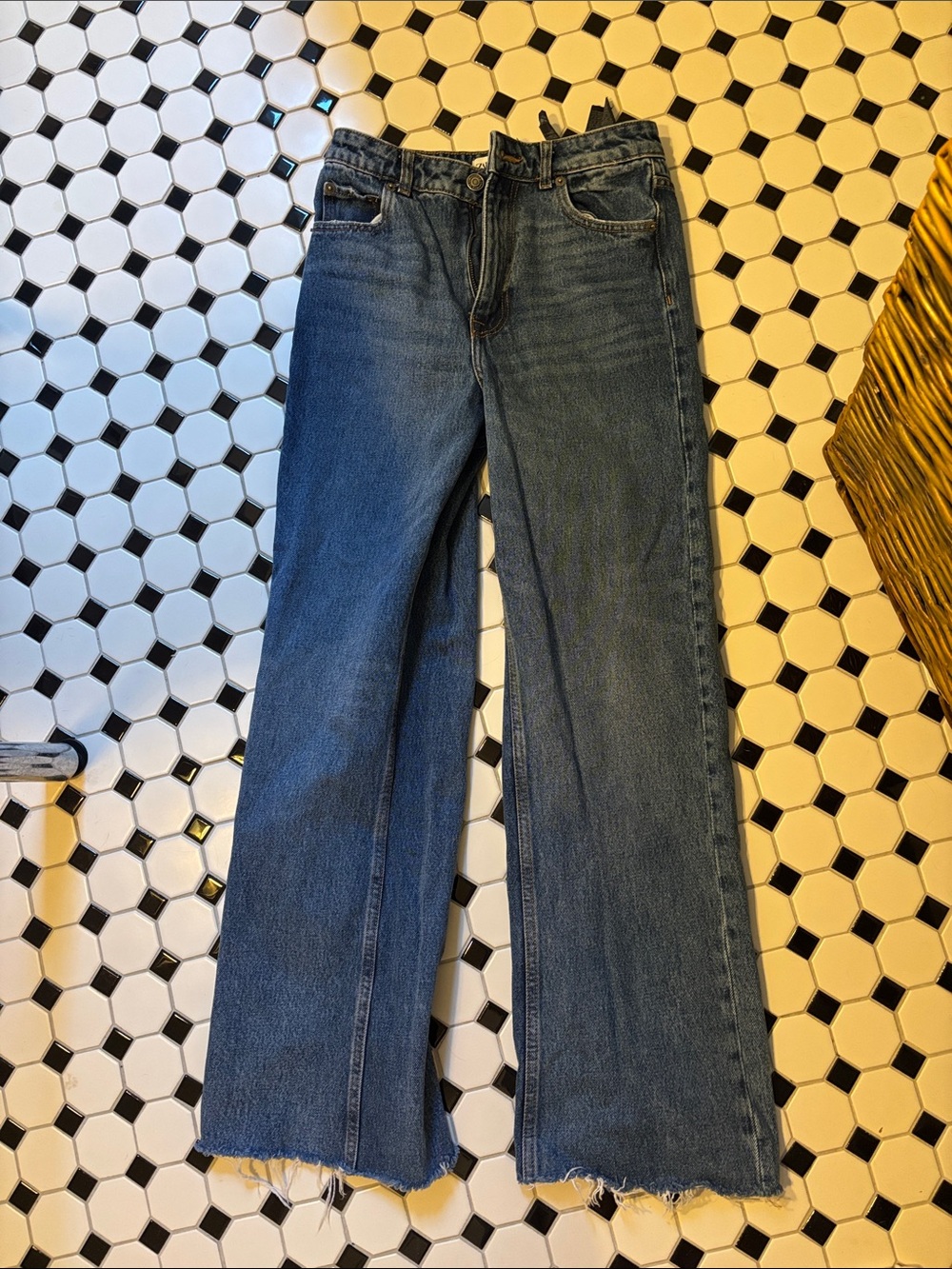 Zara Dark Blue Wide-Leg High-Rise Jeans